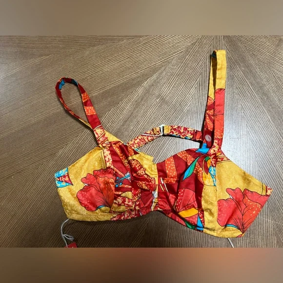 VINTAGE NWT 1960’s Swimsuit Paradise Hawaii Bikini Red Tropical Print - Picture 11 of 13